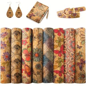 7.87x12.99inch Soft Artificial PU Leather with Floral Patterns for DIY Handbags, Hair Accessories, and Home Decor - Hand Wash Only